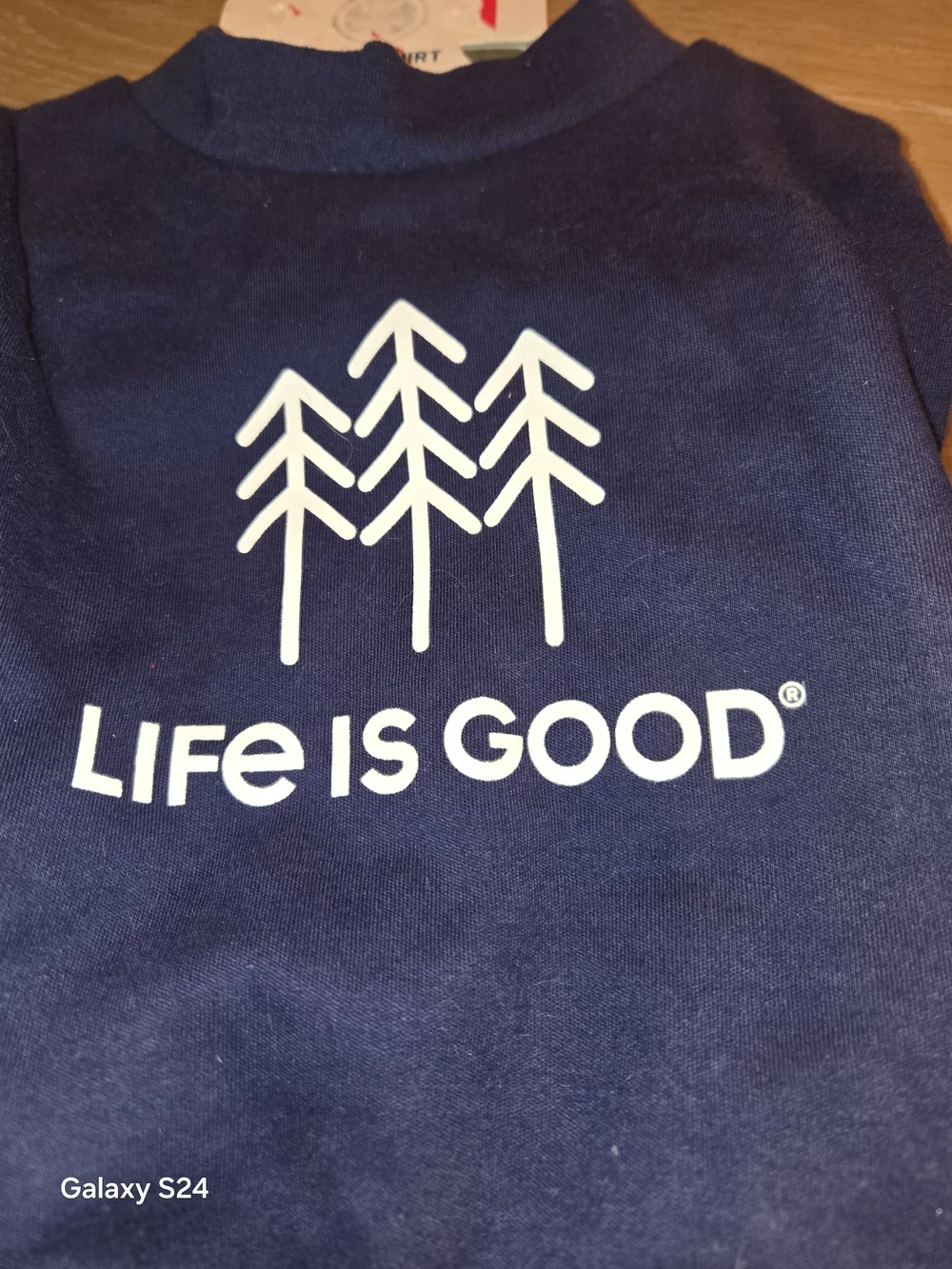 Life Is Good Navy Blue Dog T-Shirt with White Tree Logo Sz M New